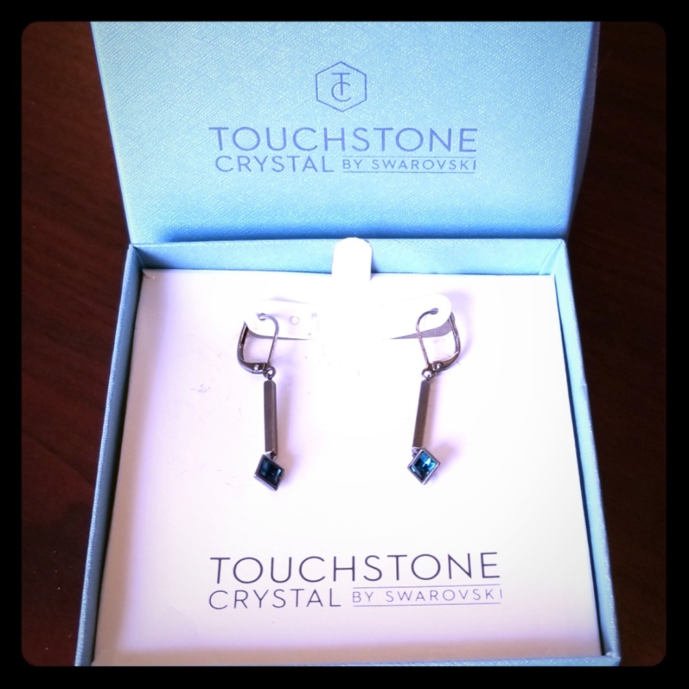 Touchstone Blue Swarovski Crystal Drop Earrings